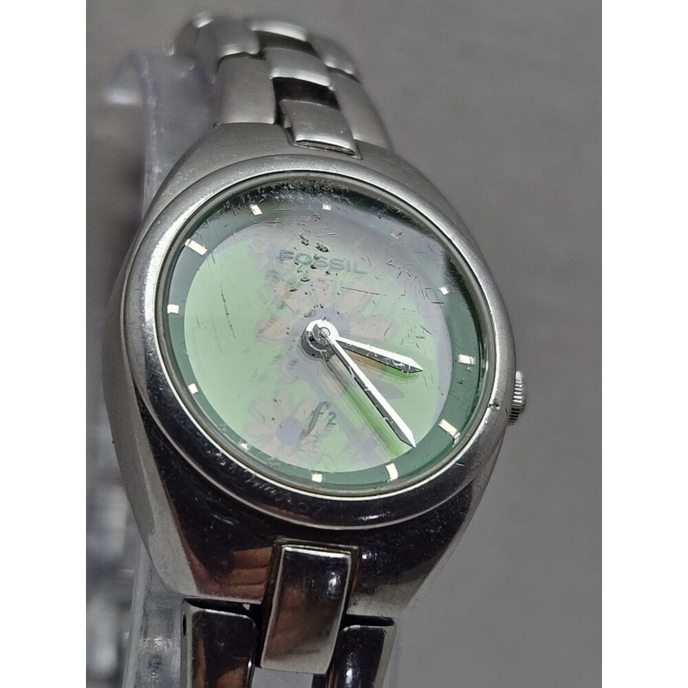 Fossil F2 Kaleido Big Tic Womens Green Floral Dial Stainless Watch New Battery - Picture 5 of 11